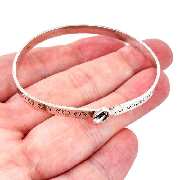 Vintage Sterling Silver 925 Buckle Motif Bangle Bracelet - Picture 1 of 9
